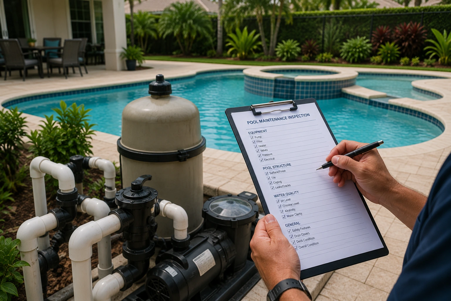 Swimming Pool SPA Inspections Annual swimming pool maintenance inspection and equipment check