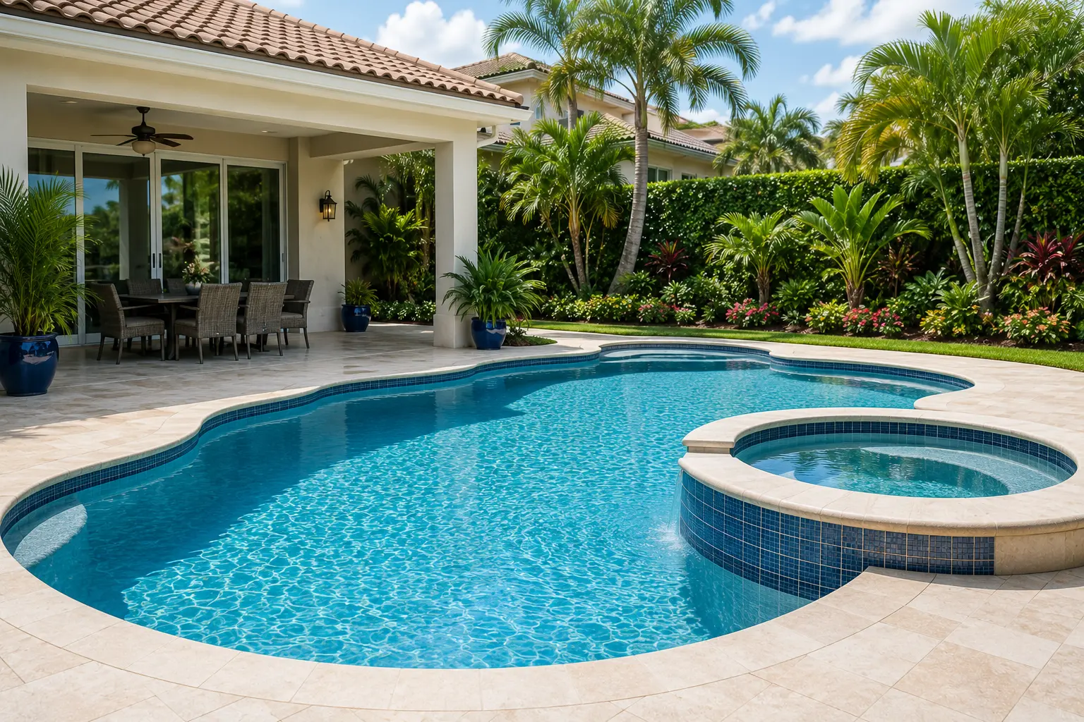 Luxury backyard pool and spa pre-listing inspection