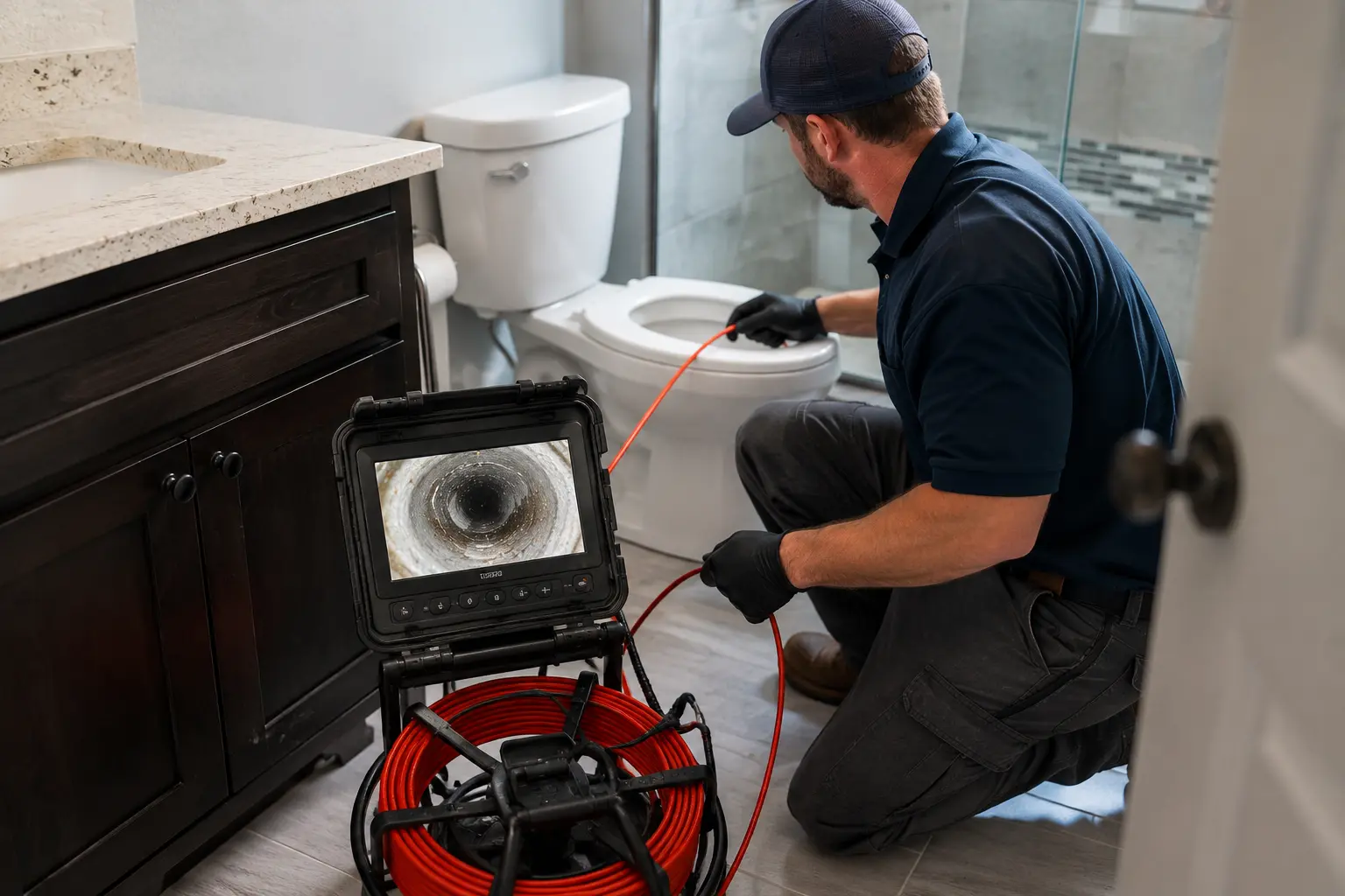 Sewer camera inspection for slow drain and backup diagnosis