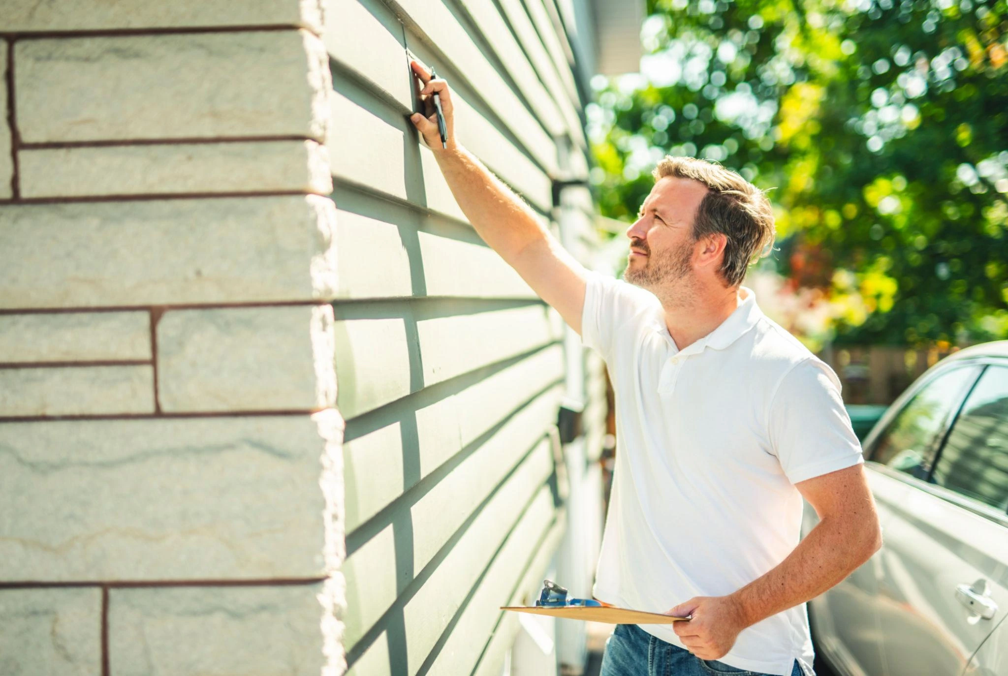 New Construction inspector or engineer is checking the building structure and house. After the renovate is complete