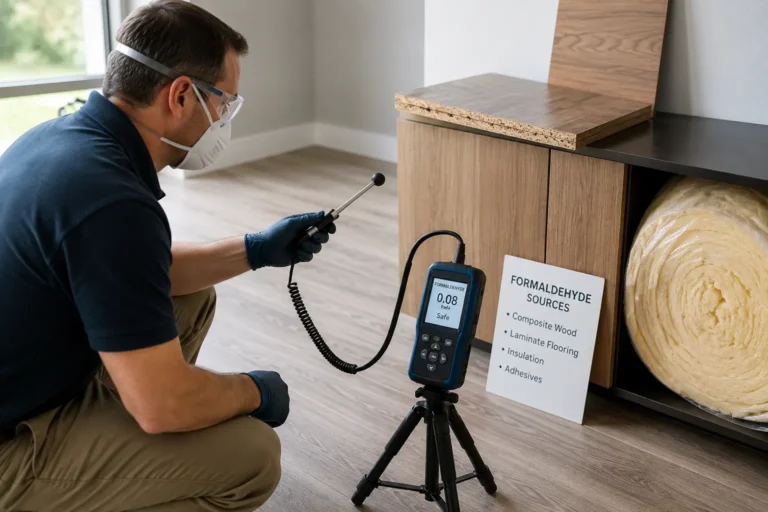 Indoor Air Quality Inspector testing the air quality